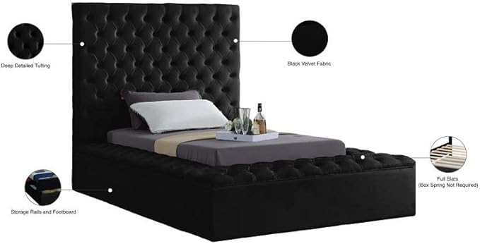 Meridian Furniture Bliss Collection Modern | Contemporary Velvet Upholstered Bed
