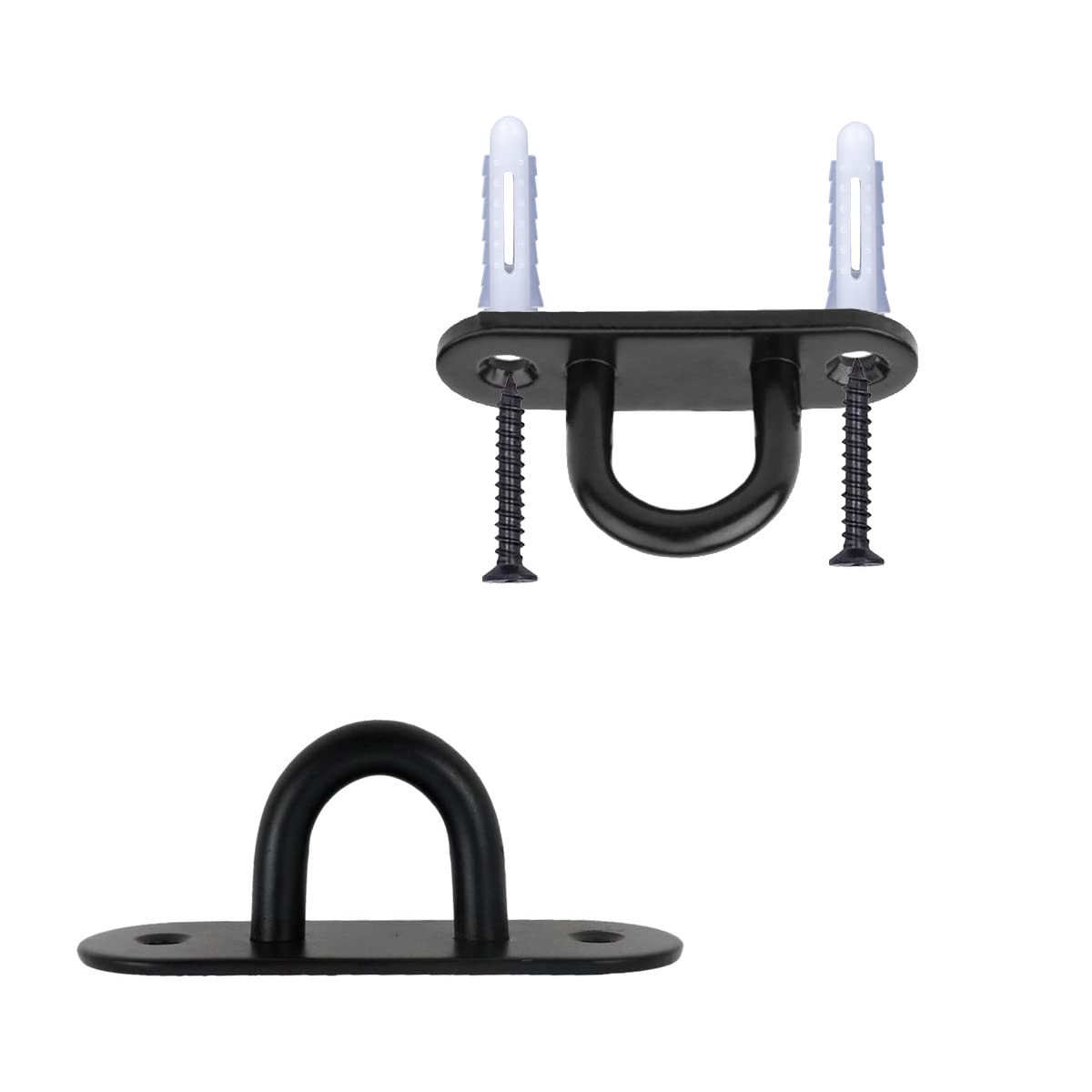 PROVIVID Stainless Steel Ceiling Hooks Pad Eyes Plate 4pcs 2.4" Heavy Duty Hardware Hooks with Screws and Plastic Anchors Wall Mount Top Hook Hanging for Yoga Hammock Boat Sandbag Plant Basket
