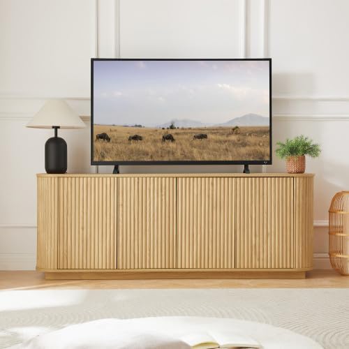 64" Fluted TV Stand for TVs up to 75 inch, Modern Entertainment Center