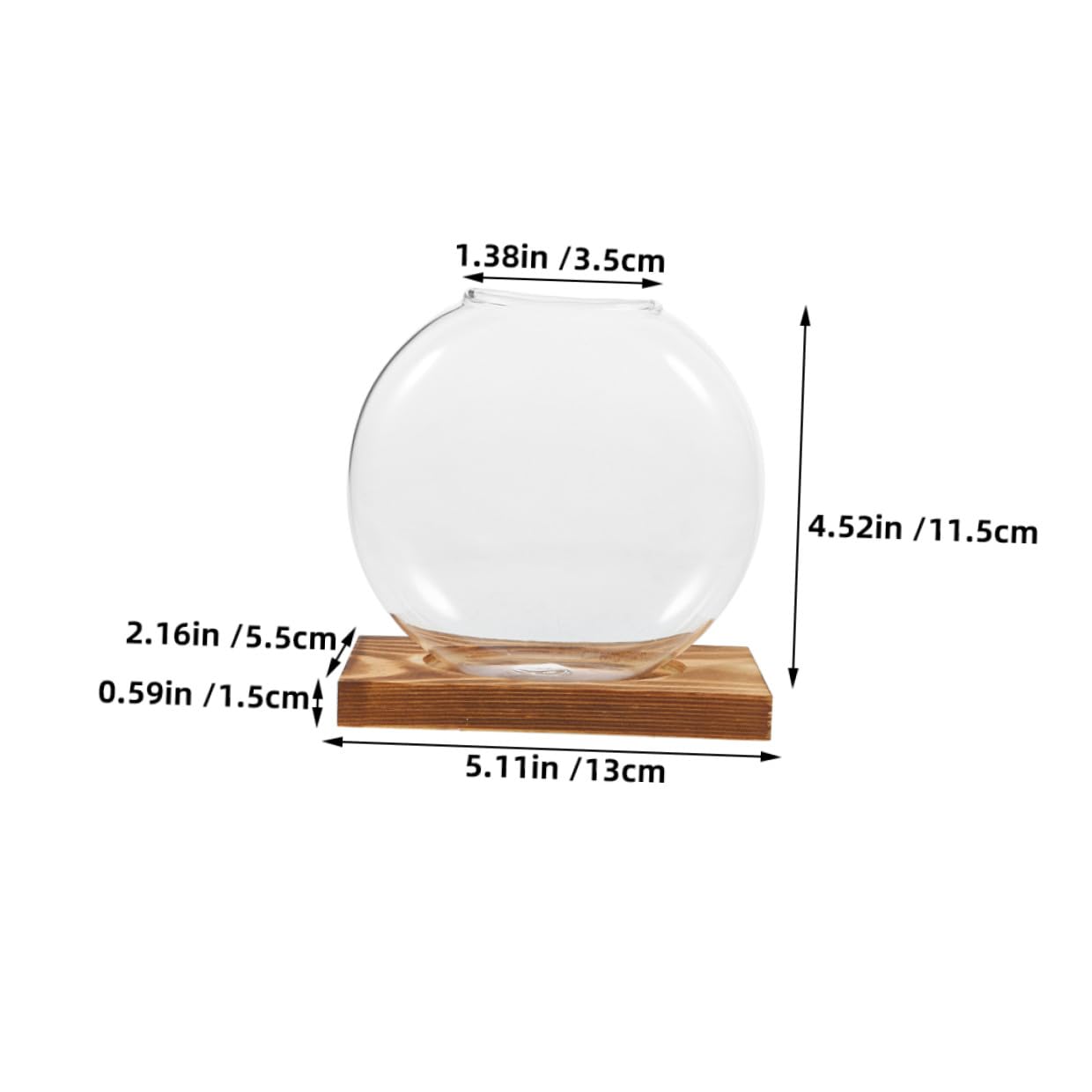 DECHOUS 2pcs Glass Plant Propagation Vases with Wooden Base, Hydroponic Terrarium Station for Indoor Plants, Glass Planter for Home Office Balcony
