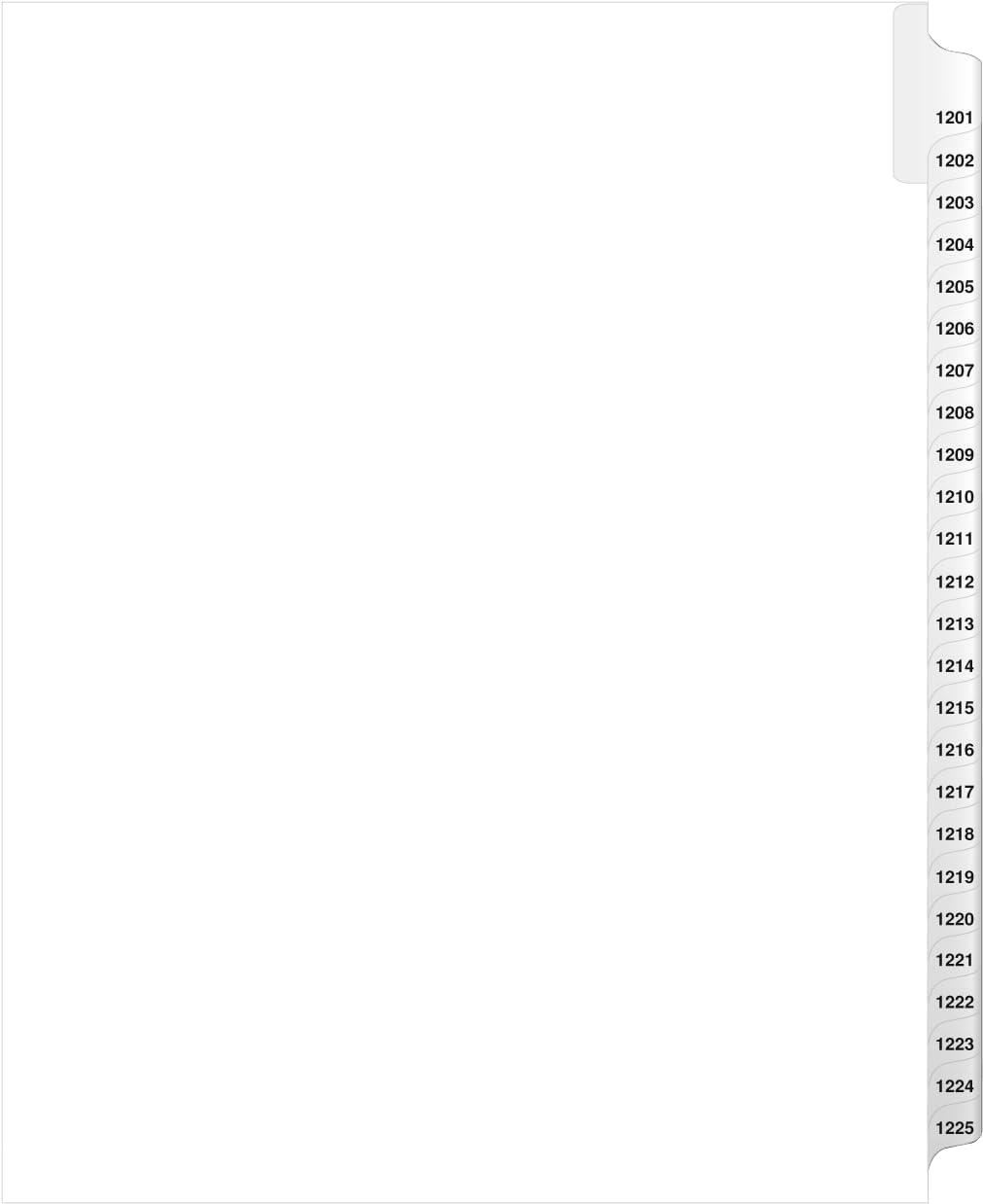 Exhibitindexes® Side Collated Exhibit Tabs AVE Style Bold Tabs Set of 1201-1225 | Made in The USA