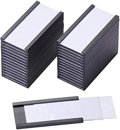 EEOYU Magnetic Label Holders with Magnets, Data Card Holders with Clear Plastic Protectors, Set of 30 (1 x 2 Inch)