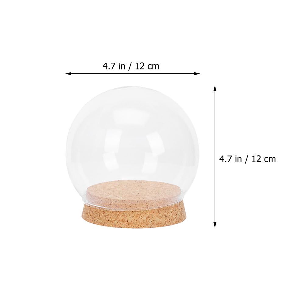 4Pcs Preserved Flower Glass Cover with Cork Base Glass Cloche Bell Jar Terrarium Dome Bottle Miniature Floral Decoration (Khaki)