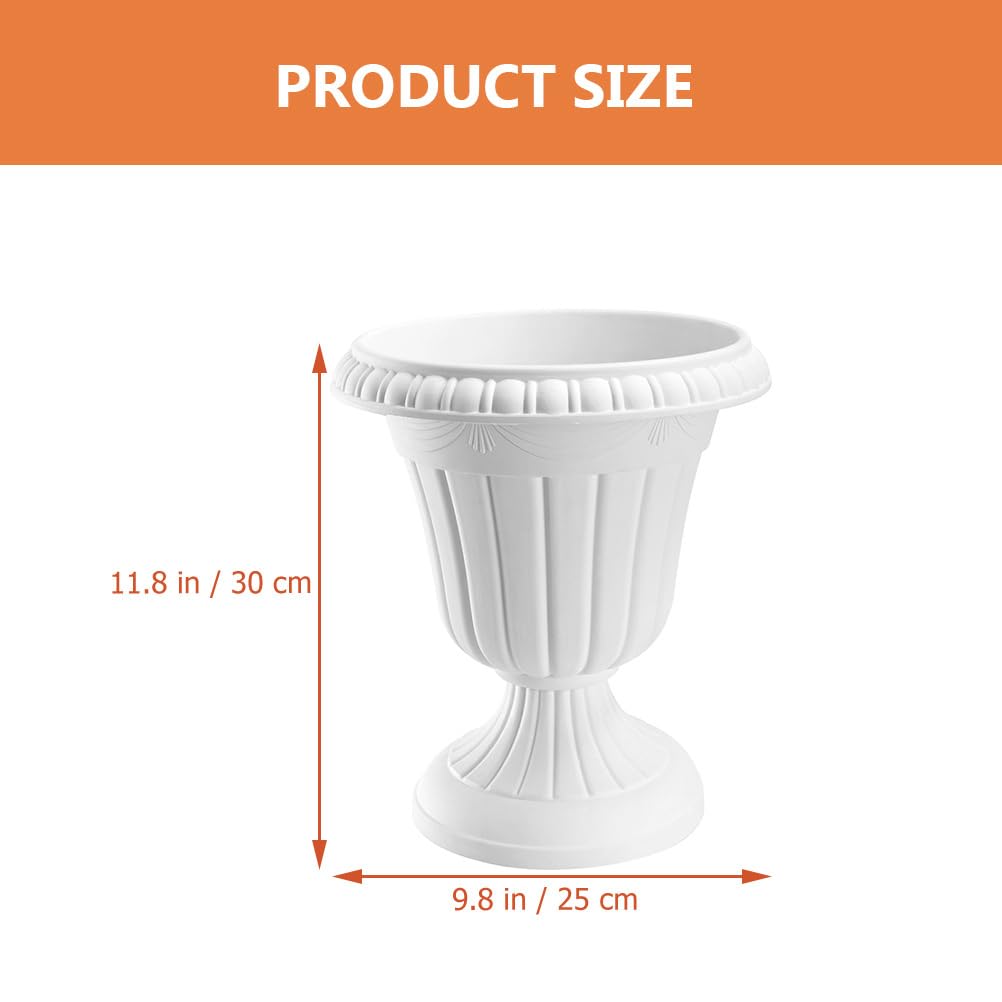 DOITOOL 2 Sets Wedding Road Lead Flower Pot Vintage Style Flower Pot Tall urn Planter Antique Flower pots Roman Plant Pot urn Garden pots Greek Planter Pot Plastic Classic White