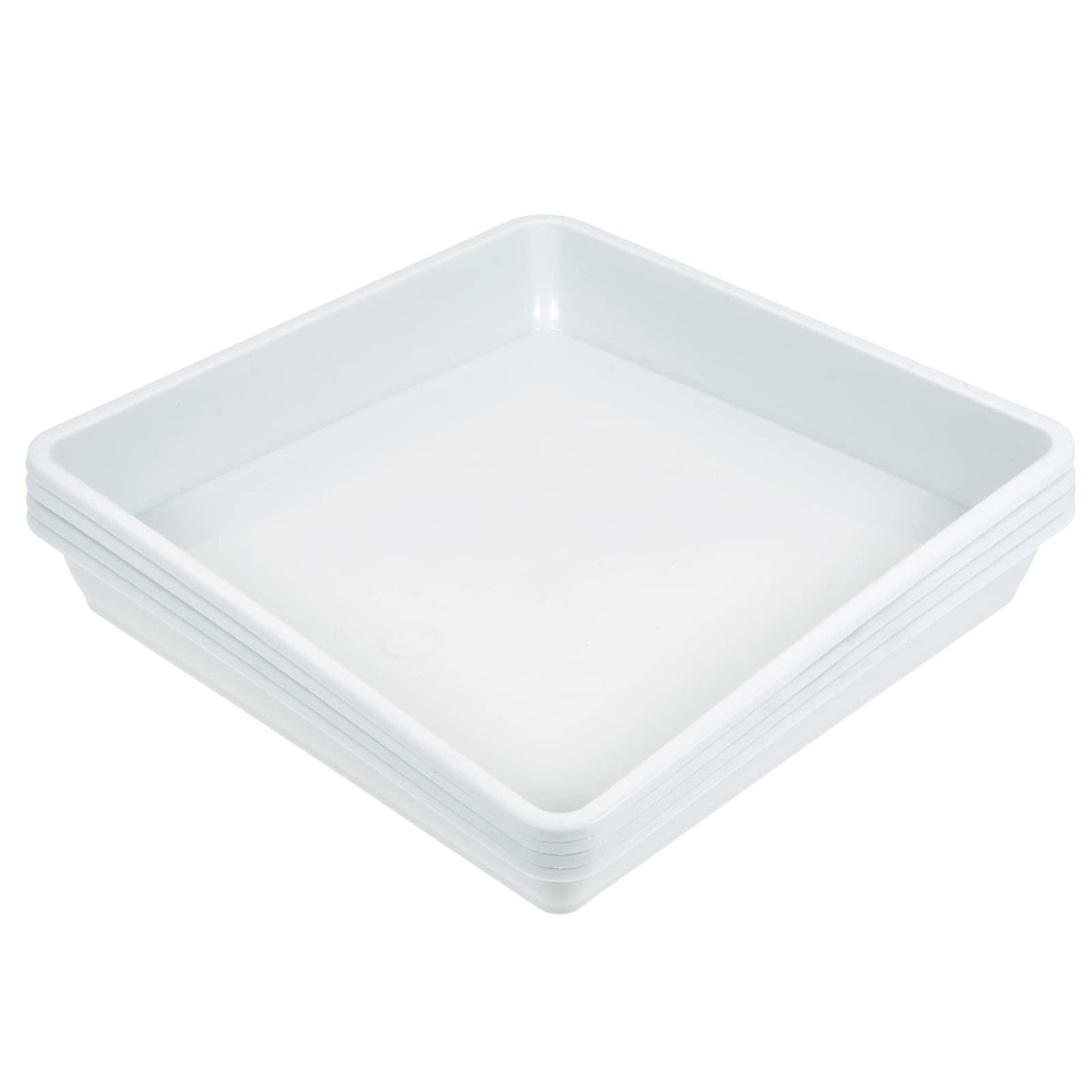 MECCANIXITY Plant Pot Saucer 6 Inch Plastic Square Flower Drip Tray for Indoor Outdoor, White Pack of 4