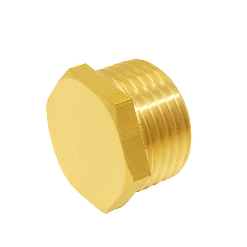Joywayus Brass Garden Hose Plugs Caps Kit, 4PCS 3/4" GHT Male Plug + 4PCS 3/4" GHT Female Cap, Hex Watering Pipe Fittings with Washers