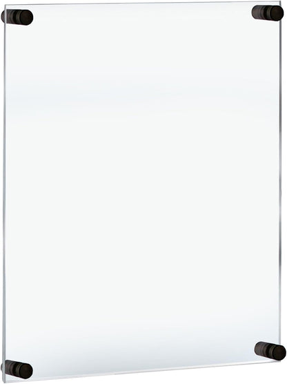 Azar Displays 105530-BLK Acrylic Floating Double Panel Wall Frame,22" x 28" Graphic Size, Overall Frame Size: 26" x 32", Black