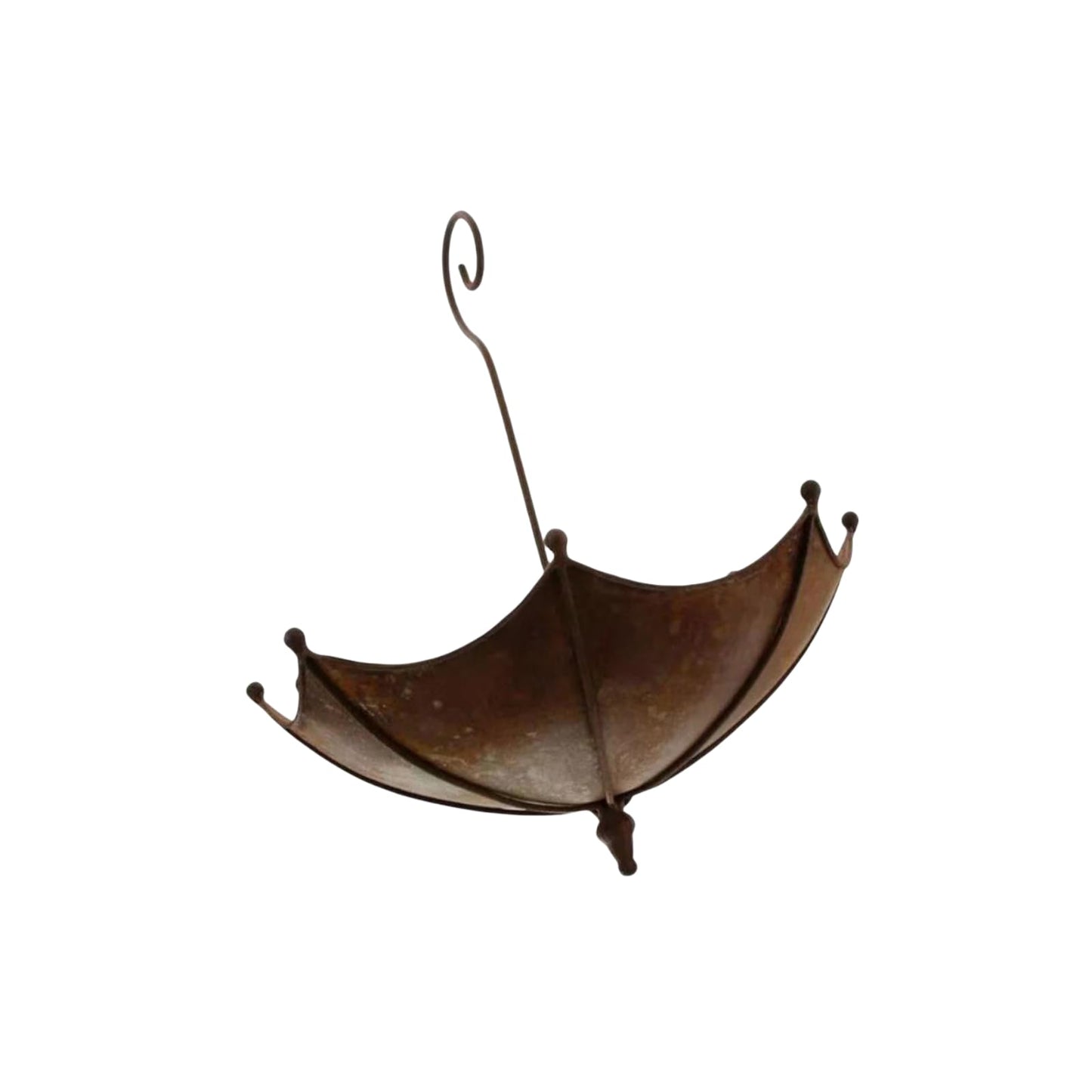 Hanging Bird Feeder Tray Bird Bath for Outdoors, Umbrella Shaped Wild Bird Feeders Tray for Bath, Hummingbird Feeder for Outside, Metal and Water Bowl, Garden Backyard Decor, Brown