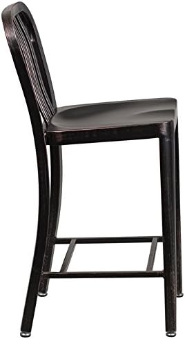 Flash Furniture Gael Commercial Grade 2 Pack 24" High Black-Antique Gold Metal