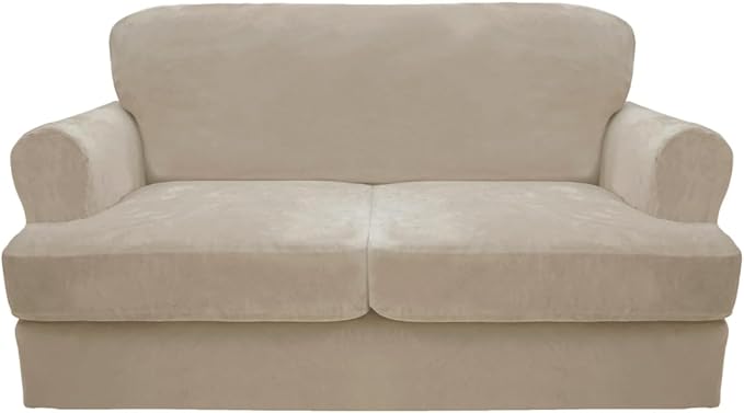 CUCRAF T Cushion Sofa Cover 3 Piece Loveseat Slipcovers, Soft Thick Velvet
