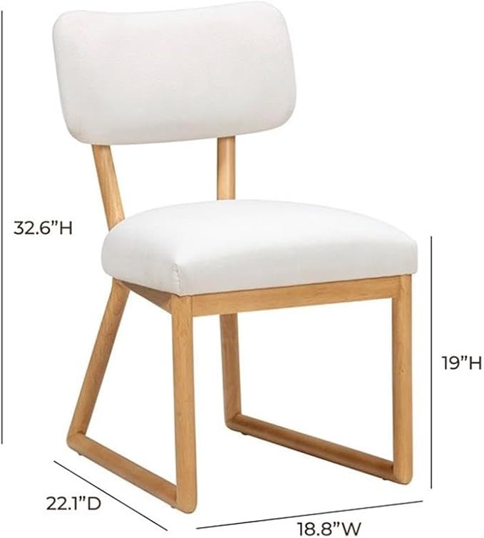 Pemberly Row Contemporary Dining Chair, Cream Recycled Fabric Upholstery