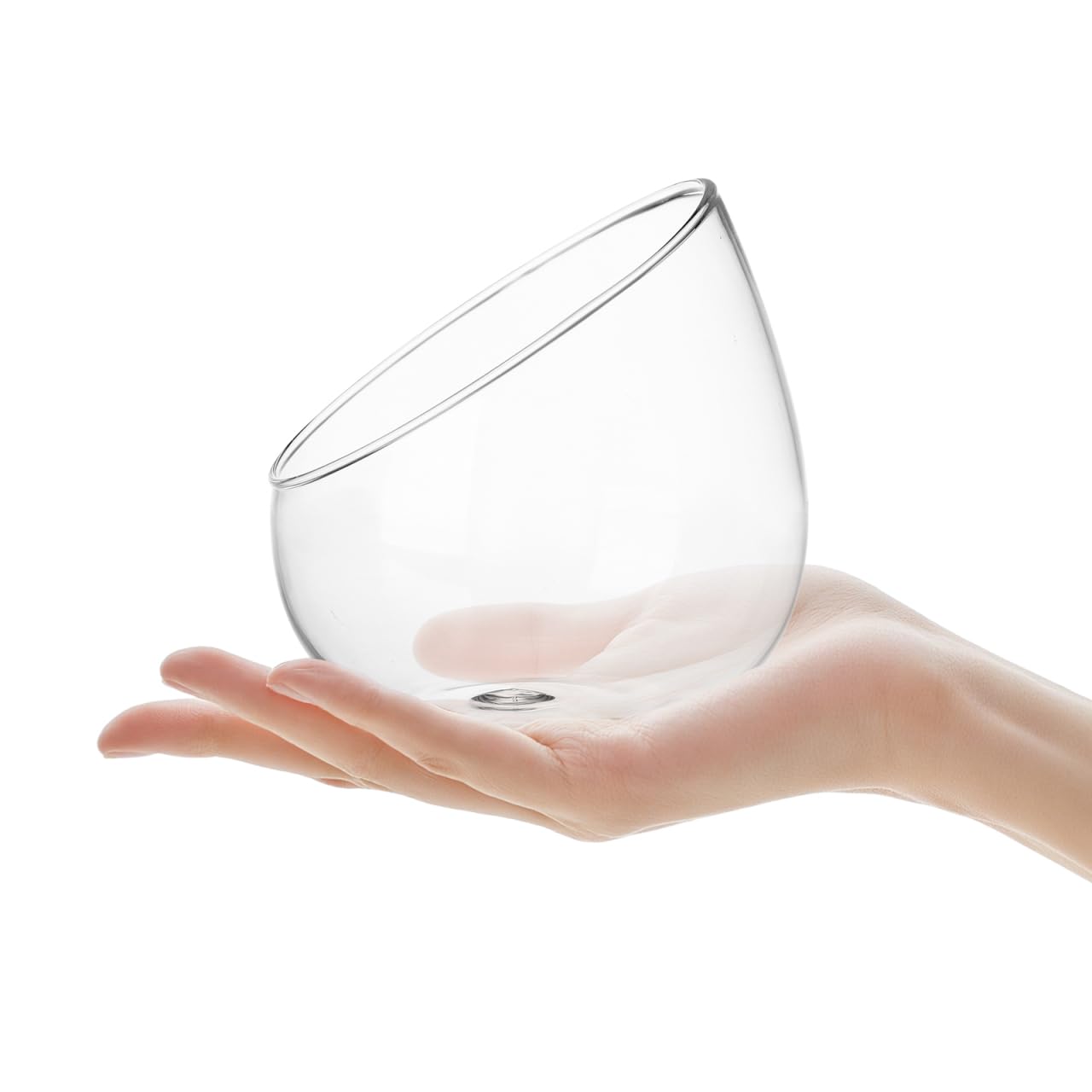 DOITOOL Clear Slant Cut Bowl Glass Vase, Glass Terrarium Candy Dish Fish Bowl Vase Fruit Jar Air Plant Holder for Succulents, Cacti, Moss, Terrariums, Flower Centerpiece, Height: 4.7", Base: 4"