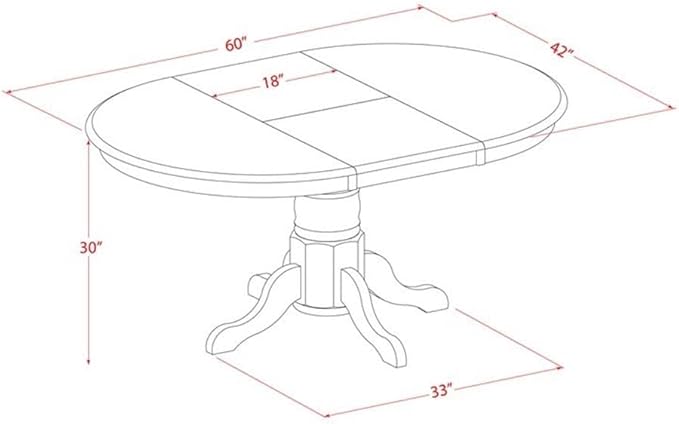 East West Furniture AVT-LWH-TP Avon Dining Room Table