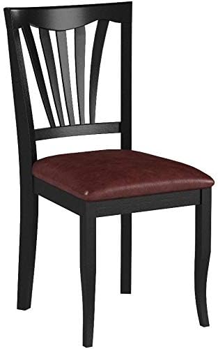 East West Furniture Avon 36" Faux Leather Dining Chairs in Black