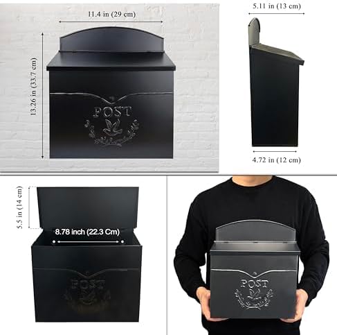 NACH Mailboxes for Outside Wall Mount, 11.5 x 5 x 13 inches, White Mailbox for Door, Waterproof Mailbox for Outside - The Chelsea Mailbox