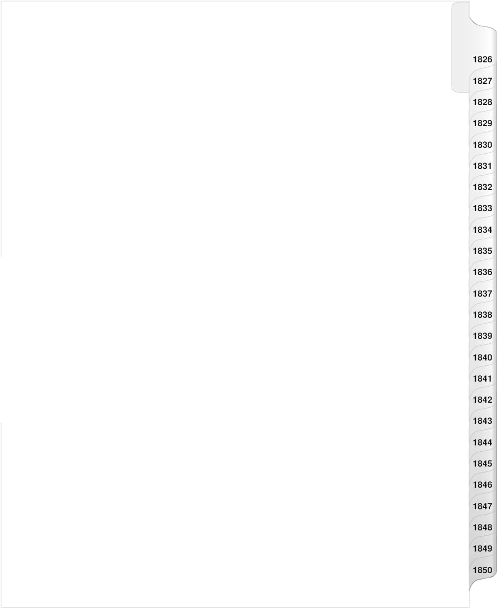 Exhibitindexes® Side Collated Exhibit Tabs AVE Style Bold Tabs Set of 1826-1850 | Made in The USA