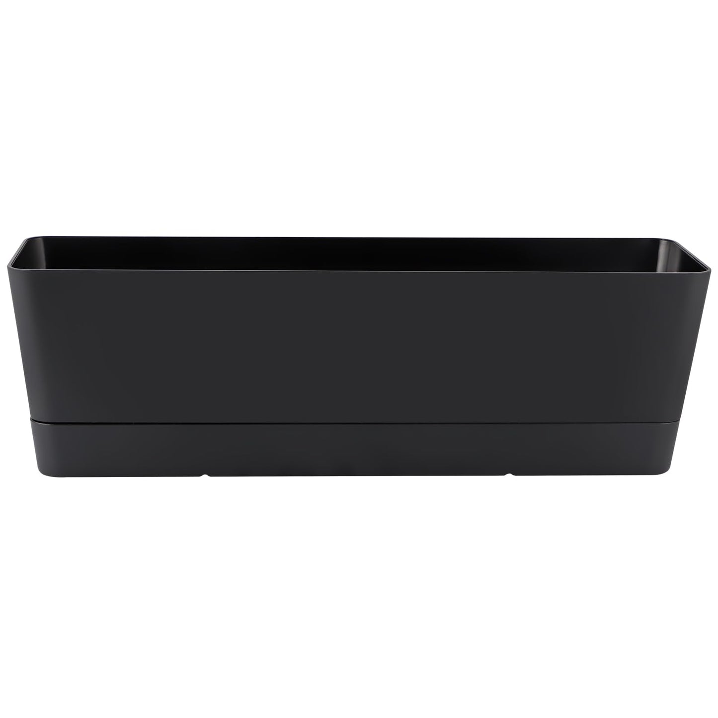 Skelang 3 Pcs Rectangular Plant Pot, 16.7" Flower Planter Box with Drainage Hole, Windowsill Container with Tray for Succulents, Cacti, Herbs, Black