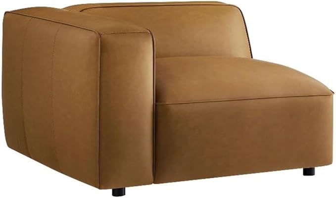 Modway Auren Vegan Leather Left Modular Armchair in Camel