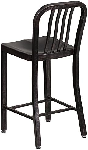 Flash Furniture Gael Commercial Grade 2 Pack 24" High Black-Antique Gold Metal