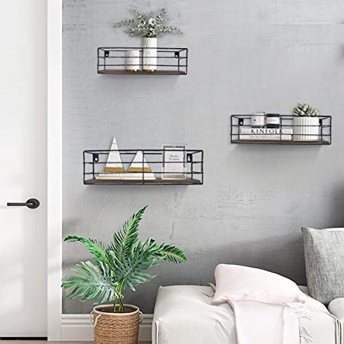 CRUGLA Floating Shelves Wall Mounted Set of 3, Hanging Storage Wall Shelf
