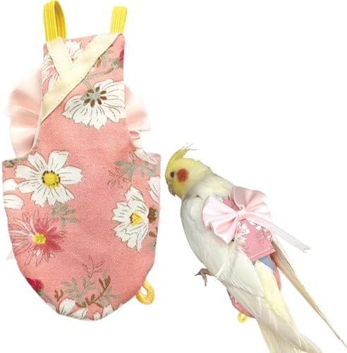 Bird Flight Suits Diapers, Parrot Flight Suits Diapers for Quaker Parakeets Cockatiels Conures Macaw African Grey, Bird Diaper, Parrot Clothes (Pink A,2XL)