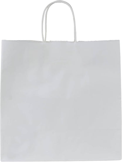 PAICUIKE 100Pcs White Kraft Paper Bags with Handles, 11x6x11 Inch Large Shopping Gift Bags for Valentine’s Day, Retail, Parties, Weddings, Birthdays, Gift Packaging