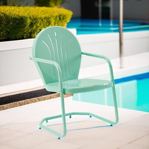 Crosley Furniture Griffith Outdoor Chair, Retro Metal Patio Chairs