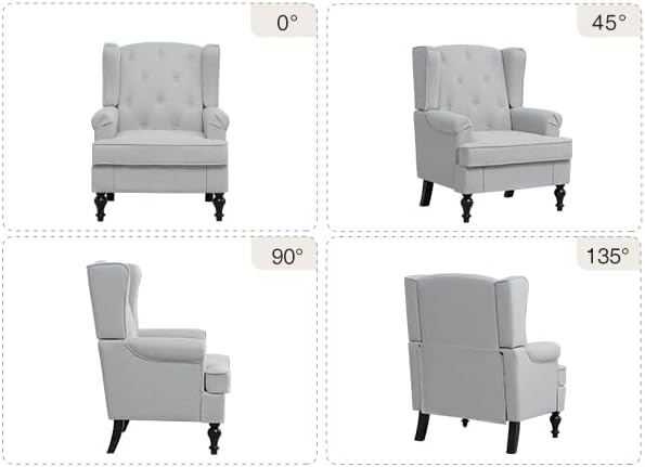Accent Chair Set of 2, Mid Century Modern Fabric Wingback Chair, Upholstered