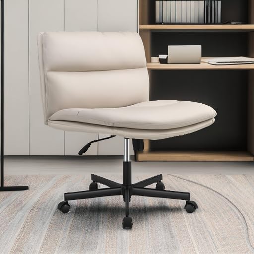 EMIAH Criss Cross Chair with Wheels Home Office Desk Chairs PU-Padded Vanity
