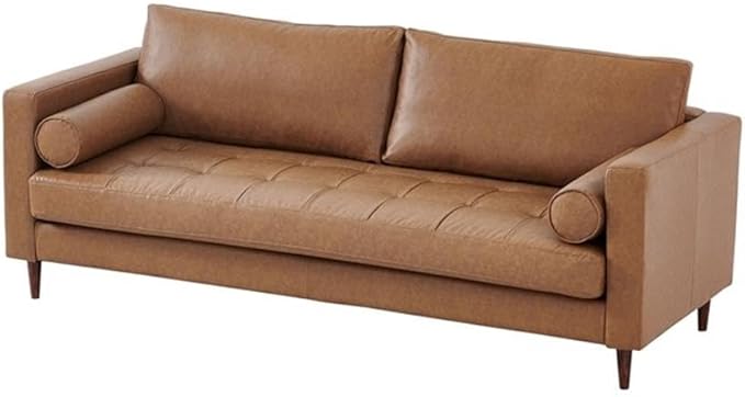 Pemberly Row Eco Leather Sofa, Light Brown Finish, High Density Sponge Foam