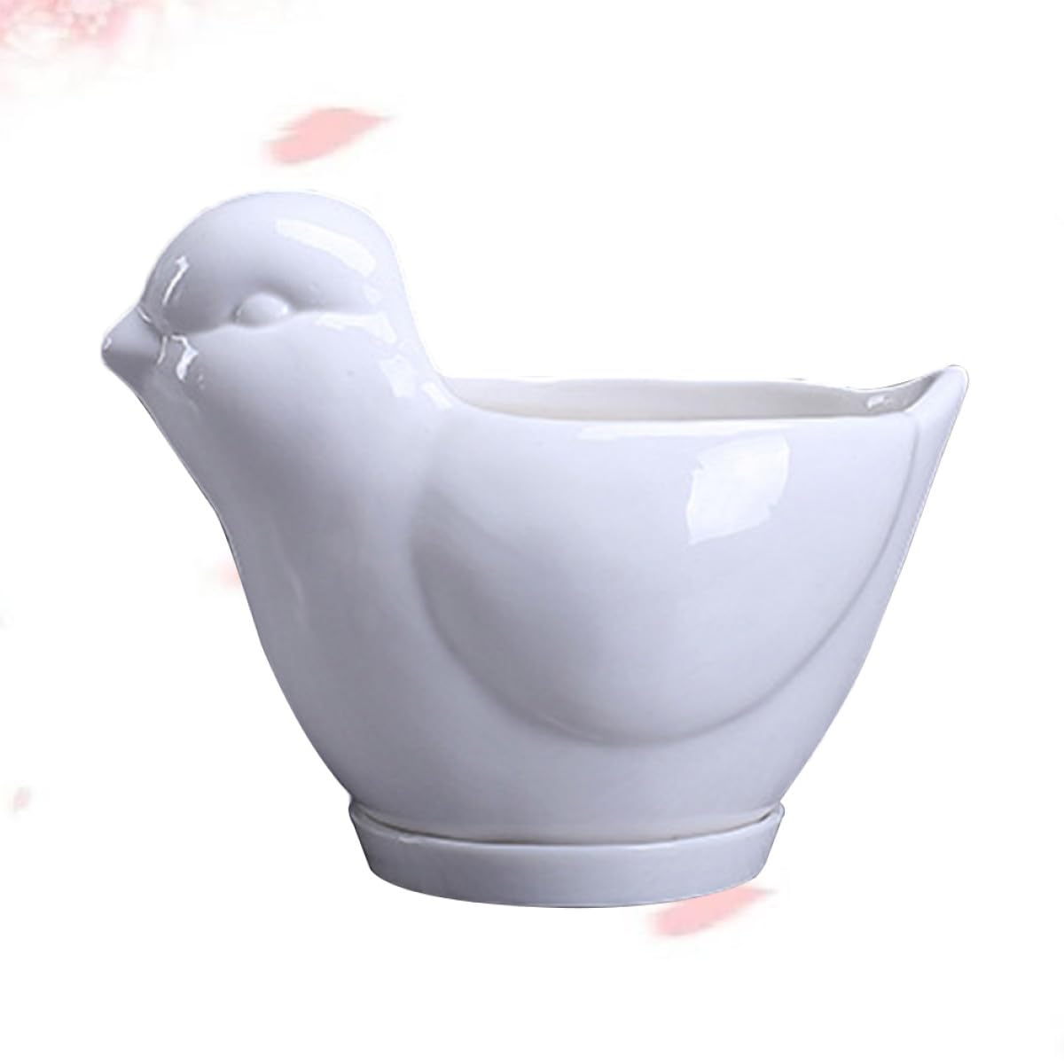 Holibanna Ceramic Succulent Plant Pot Bird Shape Saucer Small White Flower Pot Indoor Desktop Planter Decorative Container for Home Gardening