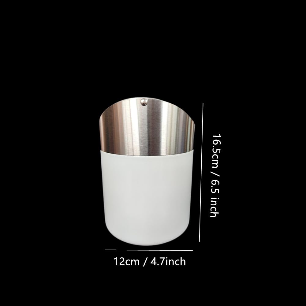 Ebonee Mini Desktop Trash Can with Swing Lid, Stainless Steel Tiny Garbage Bin Can, Come with Trash Bag, Small Metal Countertop Trash Bin Can for Home, Office, Bathroom, Kitchen, Car, Bedroom (White)