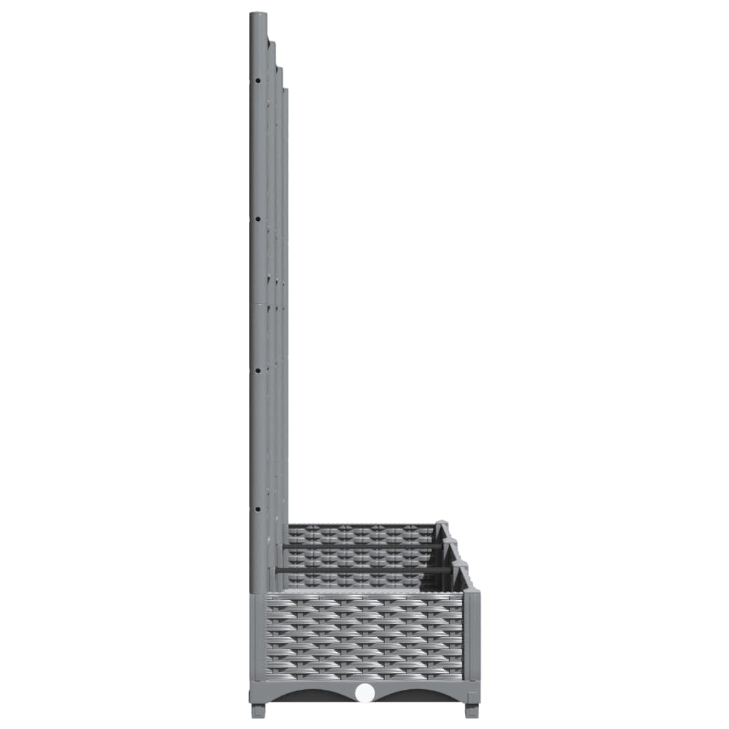 Logeirevo Plastic Garden Planter with Trellis, Outdoor Raised Garden Bed Free-Standing Trellis Planter Box for Vine Climbing Plants Flowers, Light Gray 47.2"x15.7"x47.8" PP,-1745