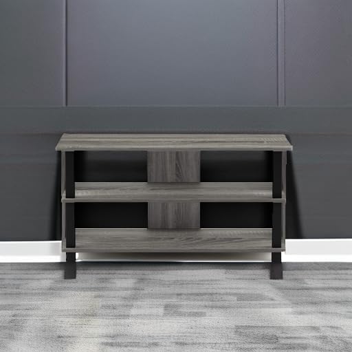 Furinno Sully 3-Tier Stand for TV up to 40, French Oak Grey/Black