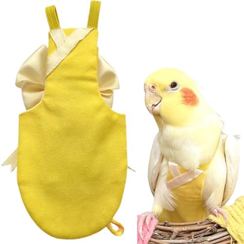 Bird Flight Suits Diapers, Parrot Flight Suits Diapers for Quaker Parakeets Cockatiels Conures Macaw African Grey, Bird Diaper, Parrot Clothes (Yellow,M)