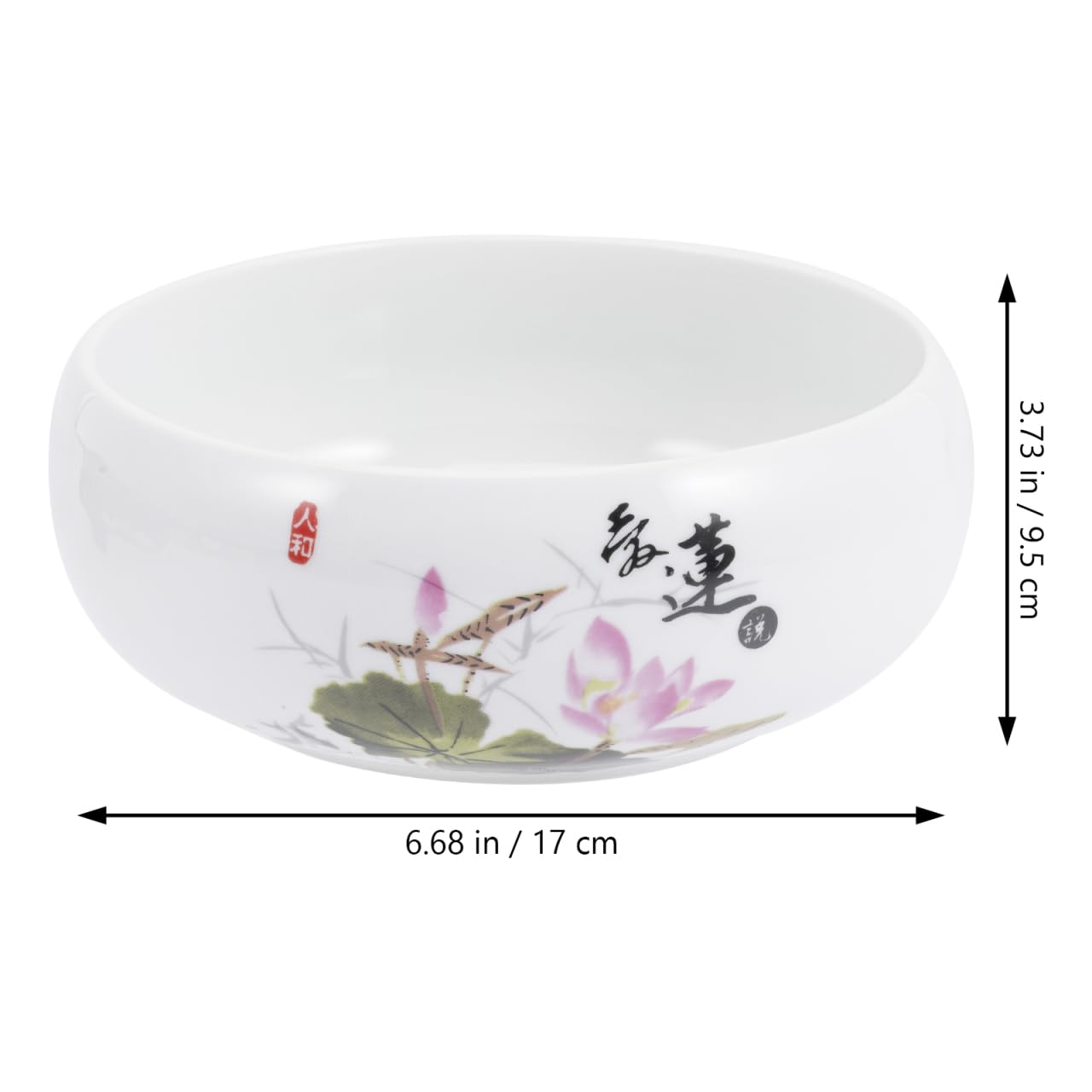 Kisangel Blue and White Porcelain Hydroponic Bonsai Pot with Base 6.69 Inch Non-Hole Indoor Planter for Lotus Flower Water Lilies Home Garden Decoration