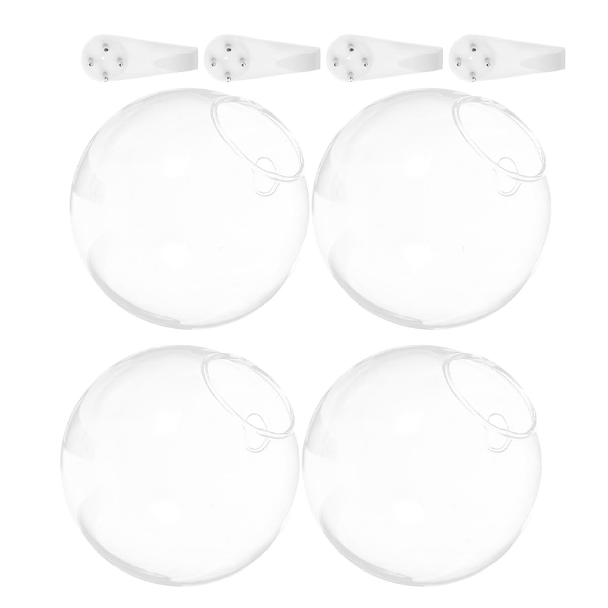 DOITOOL Hydroponic Wall Hanging Flower Vase Set 4pcs 10cm Glass Plant Terrarium Holder with Crystal Mud Nails for Indoor Home Décor and Succulent Propagation