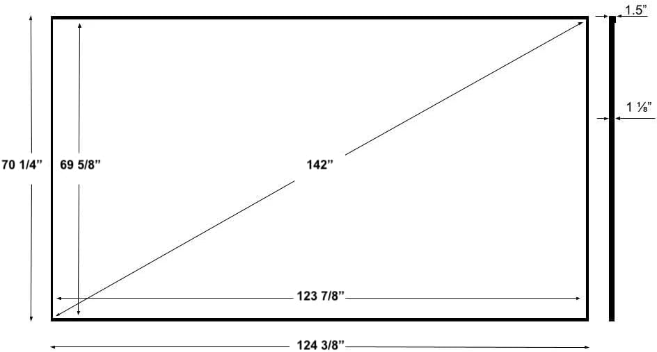 Silver Ticket Products S7 Series 6 Piece Thin Bezel Home Theater Fixed Frame 4K/8K Ultra HD, HDTV, HDR & Active 3D Projection Screen, 16:9 Format, 142" Diagonal, Grey Material S7-169142-G