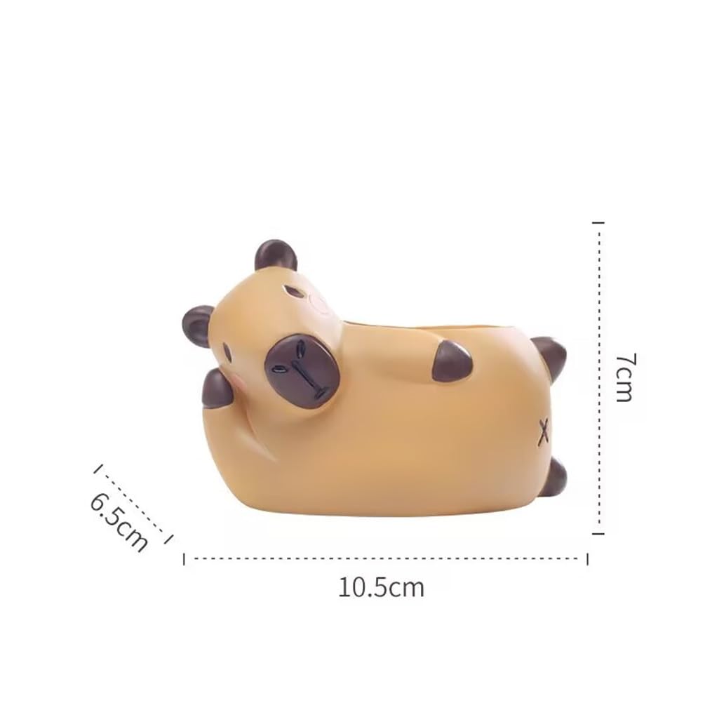 SPEALLOY Capybara Resin Succulent Planter Set of 2 - Mini Garden Decor with Drainage Holes (4.1"x2.75", for Plant Lovers)