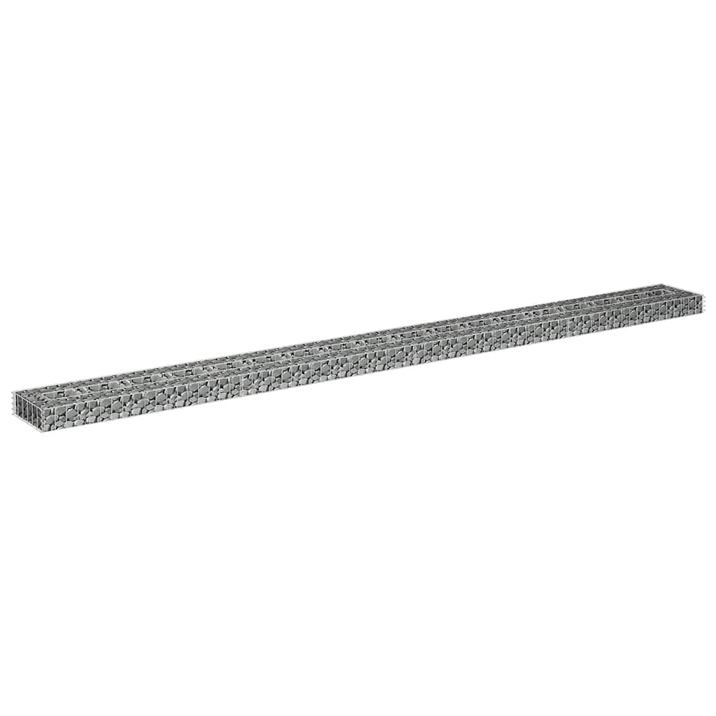vidaXL Gabion Raised Garden Bed/Flower Planter - Silver Galvanized Steel, Weather-, 141.7" x 11.8" x 3.9", Durable Outdoor Patio Landscape