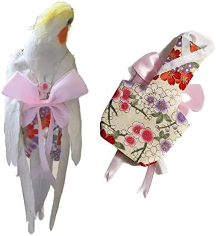 Bird Flight Suits Diapers, Parrot Diapers for Monk Parakeets, Cockatiels, Parrot Clothes Costume, Bird Training Nappy Suit Liners Clothes (Large,Pink)