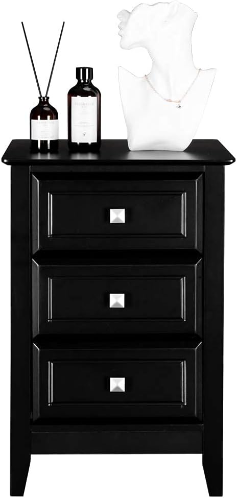 Bonnlo Upgraded Black Nightstand