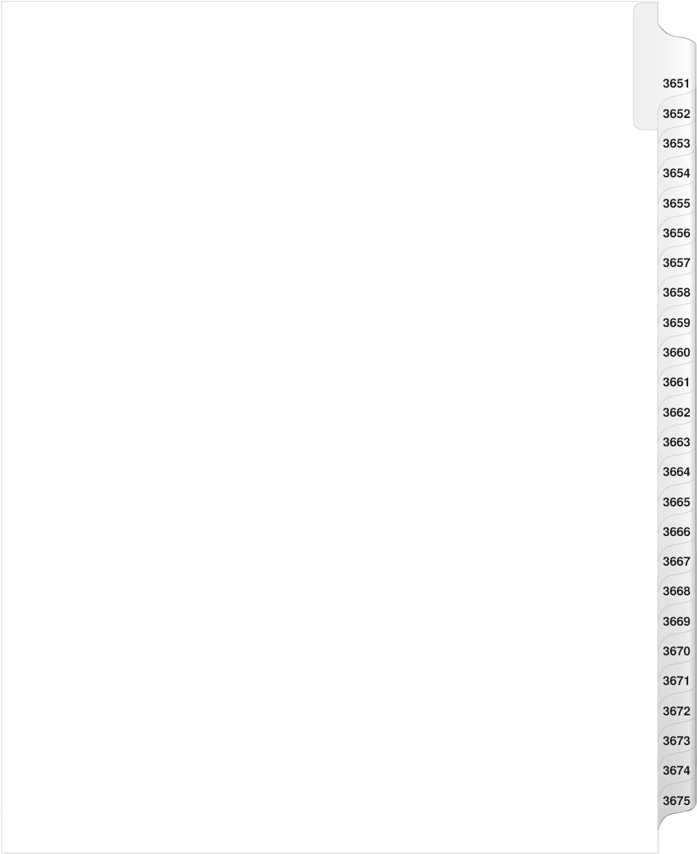 Exhibitindexes® Side Collated Exhibit Tabs AVE Style Bold Tabs Set of 3651-3675 | Made in The USA