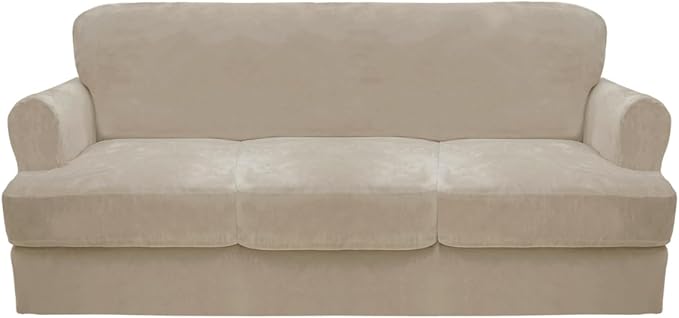 CUCRAF T Cushion Sofa Cover 4 Piece Slipcovers, Soft Thick Velvet Couch Cover