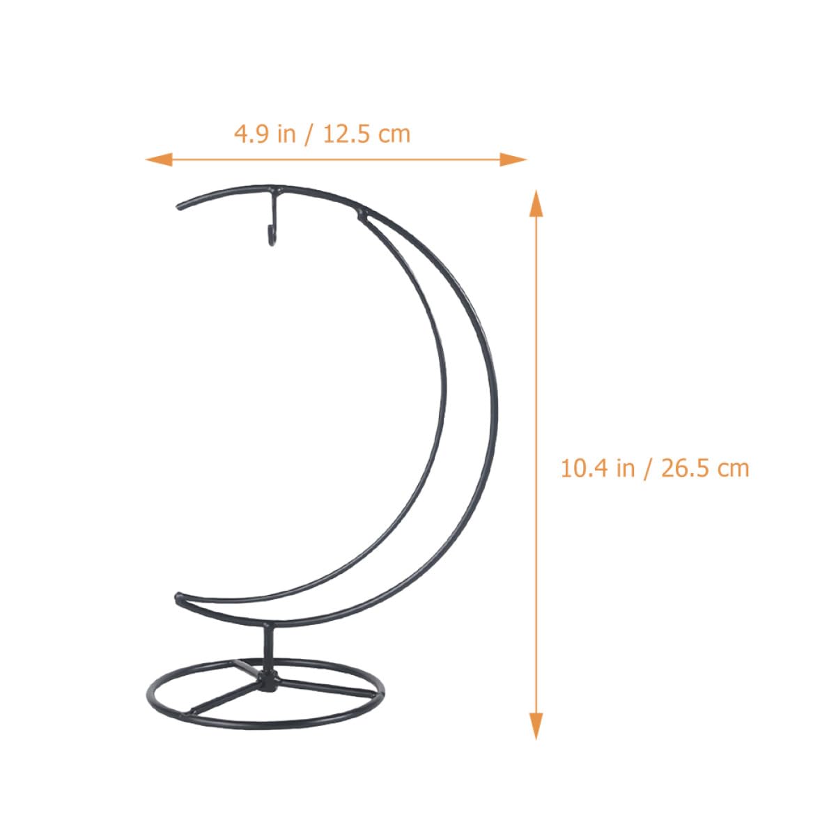 EPIGEIST Moon-shaped Iron Ornament Display Stand for Hanging Terrariums and Plant Pots Compact Desktop Decor Holder with Pendulum Style Contemporary Transparent Globe Display for Home