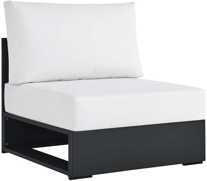 Modway Tahoe Aluminum Armless Patio Gray White Modular Weather-Resistant