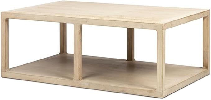 Pemberly Row 48" Open Frame Coffee Table, Reclaimed Pine Wood, Light Natural