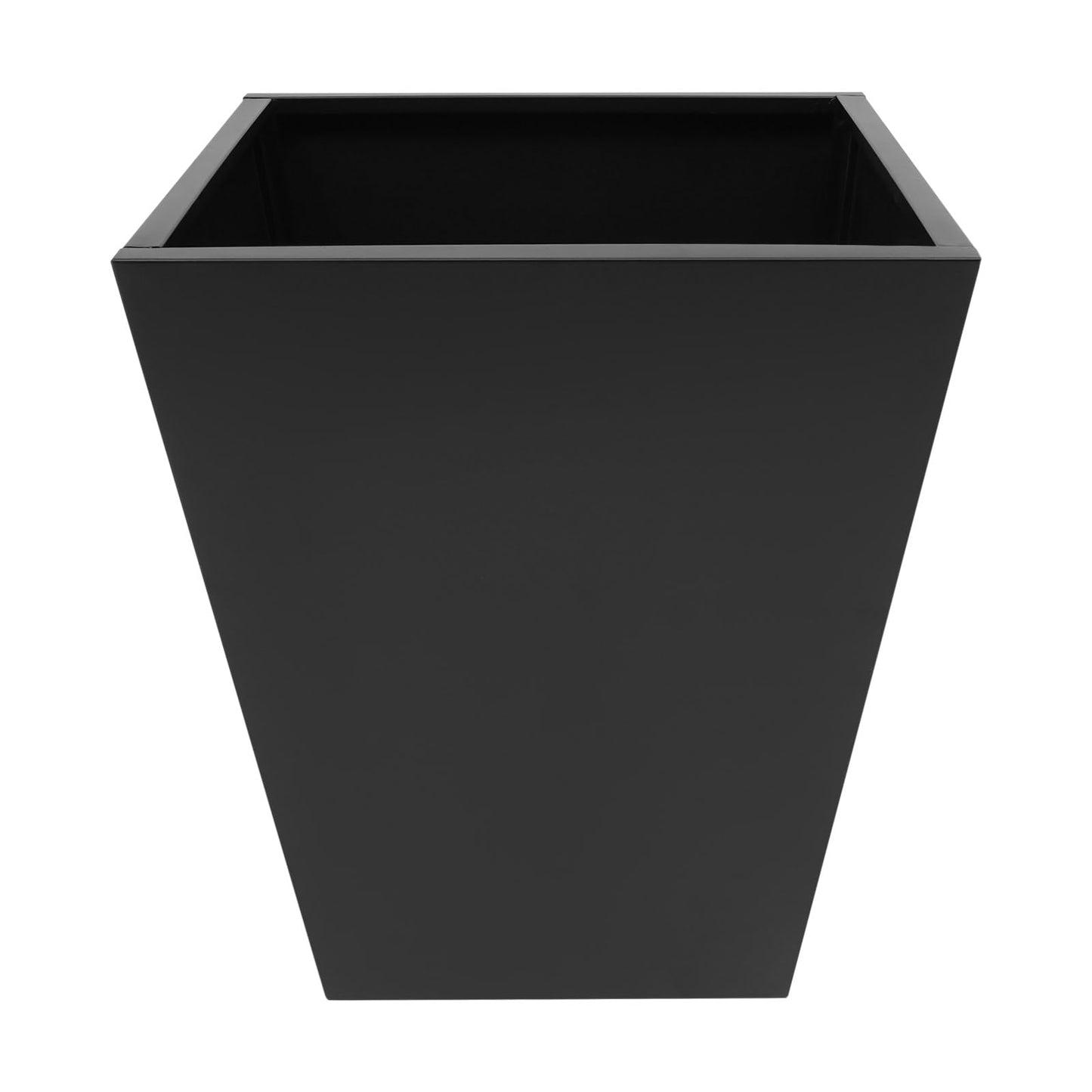 DYNAMI Black Tall Planter for Outdoor Plants,16in W Modern Large Planter Pot with Drainage Hole,Metal Square Flower Pot,for Porch,Garden, Patio, Yard (Black, 16 * 16 * 18in)