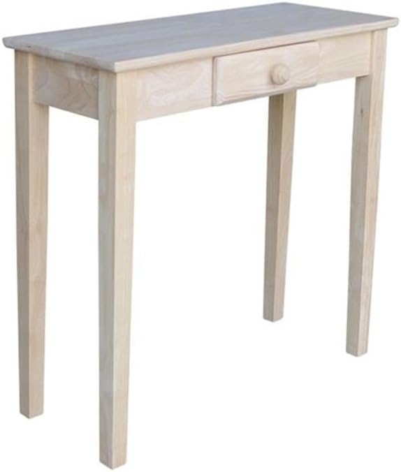 IC International Concepts, Rectangular Hall Table W/Drawer, Solid Real Wood
