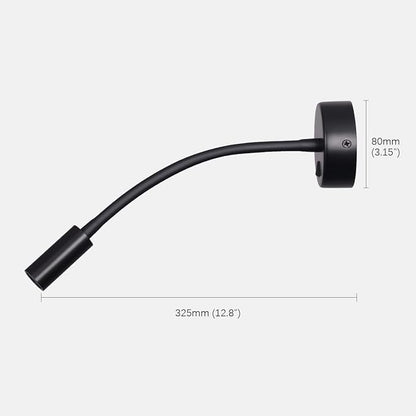 Wall Mounted Reading Lamp LED 3W Warm White 3000K Hardwired for Reading Matt Black(Black Hard-Wired 2PCS)